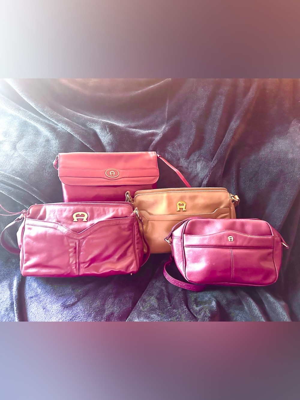 Vintage Quiet Luxury Etienne Aigner Leather Handbag Bundle 4pc Neutral Classic